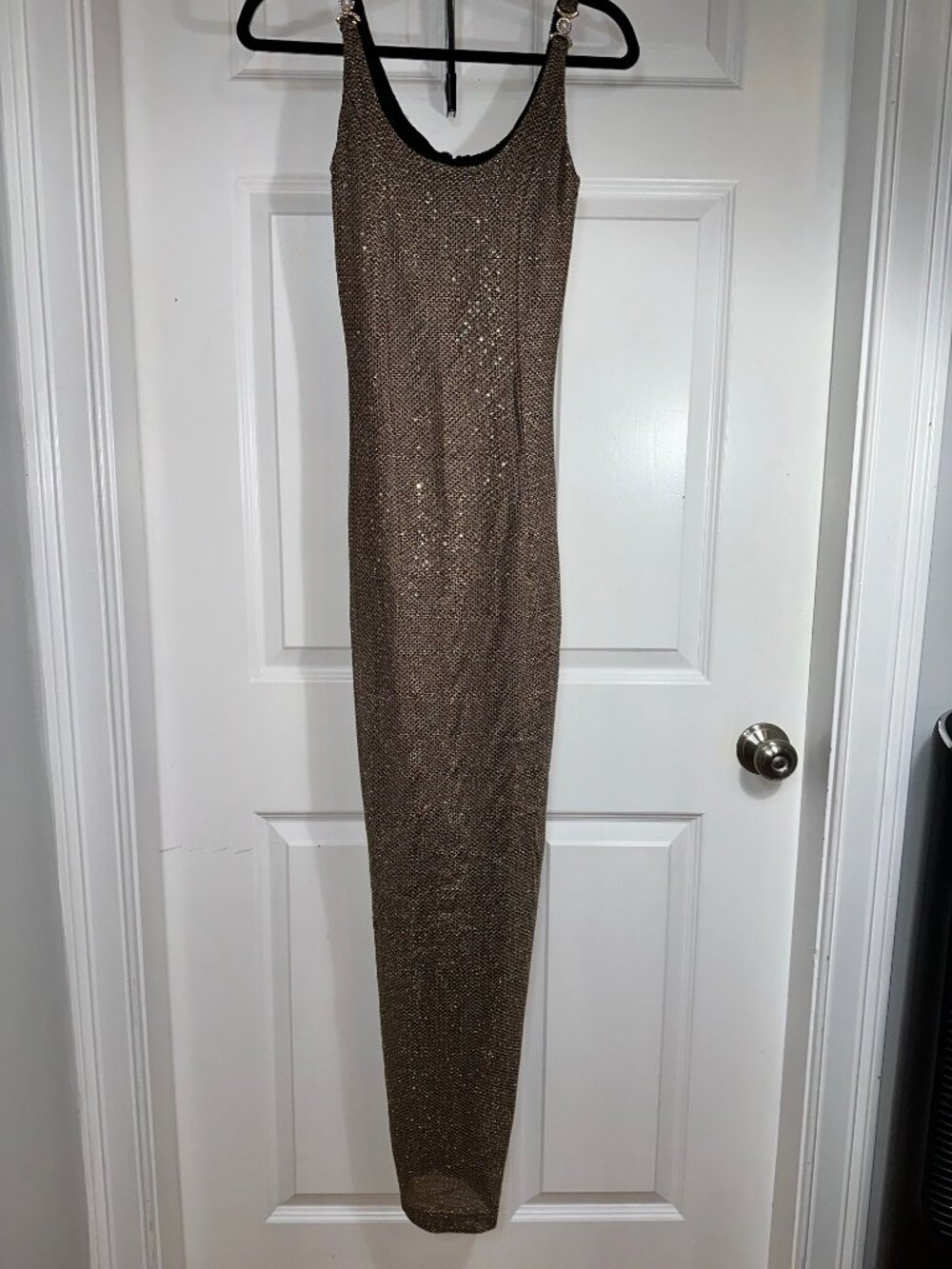 Vintage Betsy & Adam Gold Sequin Mesh Maxi Dress Size 2-4
